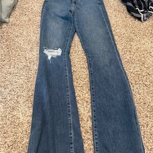 Express Distressed Blue Flare Jeans